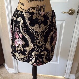 Black and Pink Embellished Bubble Mini Skirt